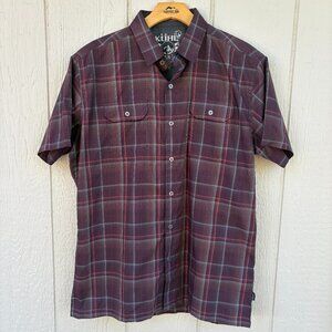 Kuhl Response S/S Shirt Mens Medium Purple Eluxur Plaid Outdoor Utility Gorpcore